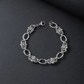 Polished silver stainless steel Cuban link bracelet with lobster clasp on black leather - 21cm / Silver/12.0mm Thick Handmade Chain