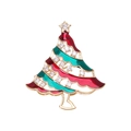 Christmas tree brooch in gold metal with red and green enamel and sparkling rhinestones - Rhinestone Christmas Tree 11