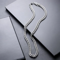 Polished silver titanium steel Cuban link chain necklace for men with high shine finish - Extra Long Necklace
