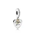 Silver and gold heart charm with I Love You engraving and sparkling crystals - K4-06 I Love You Heart