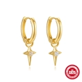 Elegante Creolen aus S925 Sterlingsilber vergoldet mit Sternanhänger und weißem Zirkon - Vierzackiger Stern Anhänger-Stil (Gold#6) / 925er Silber