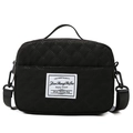 Black quilted duffle bag with detachable shoulder strap for travel and fitness use - Small / Versatile Black