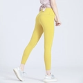 Leggings yoga giallo brillante a vita alta per donna con design modellante senza cuciture - S / Giallo zenzero