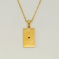 18K gold plated stainless steel tarot necklace with sun eye moon pendant and black gem - Eye Style (386)