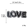 Grand écusson LOVE en paillettes noir et argent, dimensions 23,7 cm x 8,6 cm pour DIY - LOVE (Noir/Argent)