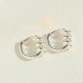 French vintage heart-shaped silver hoop earrings with elegant textured twist design - Twisted Hoop / Platinum Color