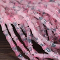 Pink bamboo-joint glass beads with grey speckled pattern for DIY jewelry and crafts - 6x12mm Marbled Ink Rose (1Pc)