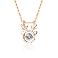 Rose gold S925 sterling silver necklace with a minimalist reindeer moissanite pendant - 925 Silver / Rose Gold With White Moissanite (FDTD-010)