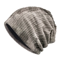 Unisex grey cable knit slouchy beanie hat with thick warm lining for winter - M(56-58cm) / Gray