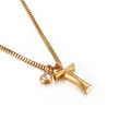 Gold stainless steel initial T necklace with a small sparkling zircon pendant - Letter T (KN91801-KFC)