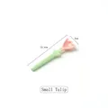 Pink tulip flower ceramic spoon with long green handle and 12.5cm length detail - Small / Pink