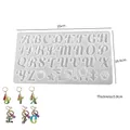 Moule silicone 35x19,6cm pour 26 lettres et formes pour porte-clés en résine fait main - Moule Alphabet Style 1