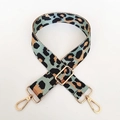 Adjustable mint blue leopard print bag strap with durable gold metal swivel hooks - Matcha Green