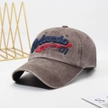 Berretto da baseball vintage in cotone lavato marrone scuro con ricamo Orlando - Regolabile / caffè
