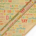 Colorful Kraft wrapping paper featuring vibrant Happy Birthday and Party typography prints - BDS10598-Birthday Blessings Slogan