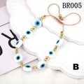 Bracciale occhio di Allah fatto a mano con perline di vetro blu e dettagli dorati - Stile Occhio del Diavolo Blu (BR005-B)