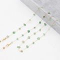 Golden eyeglass chain with green irregular crushed stones and non-slip rubber loops - Green Aventurine Style Chip Stone / Green (03)