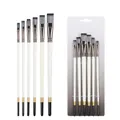 6-piece artist paintbrush set with white long handles for acrylic oil and watercolor - 6Pcs Flat Peak HB6175A / White