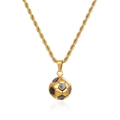 Collar de fútbol para hombre en acero inoxidable 304 dorado con colgante de fútbol negro - Dorado