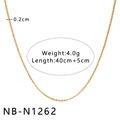 Détail du collier chaîne dorée de 0,2 cm montrant la longueur 40+5 cm et le poids 4,0 g - Style Drapé Naturel (NB-N1262)