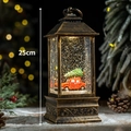 Vintage 25cm Christmas lantern music box with red truck and snow globe in bronze finish - Small Classic Car & Tree