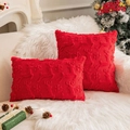 Red Christmas pillow covers with embossed reindeer and snowflake 2-piece set - Bright Red Reindeer and Snowflake
