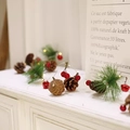 Christmas pine cone string lights with red berries and LED bulbs for festive home decor - Pine Cone String Lights / 2 Meters
