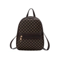 Mini mochila de cuero sintético marrón con monograma de trébol y bolsillo frontal - Negro