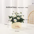 Artificial white daisy plant in cream Life Life ceramic pot, 18cm tall tabletop decor - Daisy - Life Pot Artificial Flower Ornament