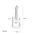 Silver guitar shaped bottle opener with dimensions 58x35mm and 28g weight - X-318 Guitar Bottle Opener (No Magnet)