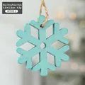 Blue wooden snowflake ornament with natural jute twine for Christmas tree decoration - Blue Snowflake