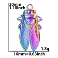 Macro detail of rainbow cicada pendant with dimensions 30mm x 16mm and 1.8g weight - Pendant Only / Rainbow Color (Pendant Only)
