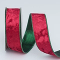 Dark red velvet Christmas ribbon with green metallic edges for gift wrapping and DIY crafts - 4cm*10 Yards / Wine Red with Green Back