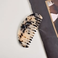 Tortoiseshell acetate wide tooth hair comb with anti-static marble texture design - 11.8*5.3cm / Beige Oval