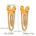 Detailed view of golden heart fringe earrings with exact measurements and dimensions - Gold Heart Chain Tassel (OD-E10764)