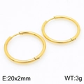 Minimalist 18K gold-plated 304 stainless steel hoop earrings with 20mm diameter - 20*2mm Gold Ke113182-zz / A Pair Of [inner Diameters]