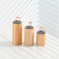 Rose gold fox ring with pink cat eye stone on wooden display stand - Three-Piece Set / Grey Velvet Plane 3-Piece Set