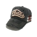 Detalle de gorra vintage gris carbón con bordado de Jeans y borde deshilachado retro - M (56-58cm) / Negro