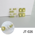 Detail of avocado green and silver glitter 3D toe nail stickers with gold foil accents - Avocado Green Shell Pattern Gold Foil (JT-026)