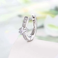 Elegant silver star zircon hoop earring with shimmering small diamonds in a minimalist style - A593-1# White (Single Piece)