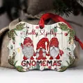 Christmas acrylic gnome ornament with red ribbon and festive holly jolly text design - Holly Jolly-Gnomes Pattern