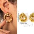Gold Double Ring Nested Earrings ZJGE0705