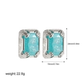 Detailed view showing dimensions of vintage 18K gold blue gemstone earrings with measurements - Silver (T026_2)