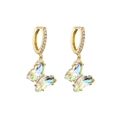 Goldene Kristall Schmetterling Ohrringe mit Zirkonia-Reifen eleganter Schmuck - Weiß