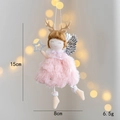 Pink plush angel Christmas ornament with golden antlers and silver wings for tree decoration - Pink (Style C)