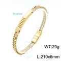 Bracciale punk in acciaio inossidabile spazzolato oro con chiusura magnetica da uomo, 210mm - 210x6mm / Oro (KB147373-KLHQ)