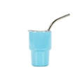 Sky blue 3oz stainless steel mini tumbler with straw and clear lid for car travel - Blue (conical) / 3oz