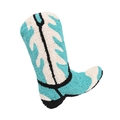 Tufted cowboy boot shaped decorative cushion in turquoise and cream abstract pattern - Blue B240403-6 / 28x36cm (direct Charging Included)