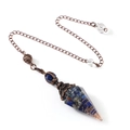 Lapis lazuli resin healing dowsing pendulum with vintage bronze chain and gemstone chips - Lapis Lazuli (Antique Bronze)