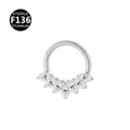 F136 titanium segment ring with marquise cut cubic zirconia in silver finish - Style 5 / Silver